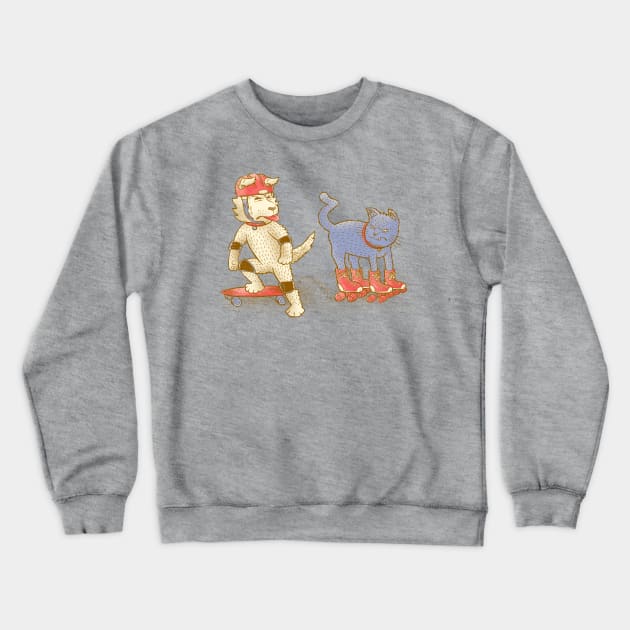 Skateboard Dogs Don't Like Roller Skate Cats Crewneck Sweatshirt by nickv47